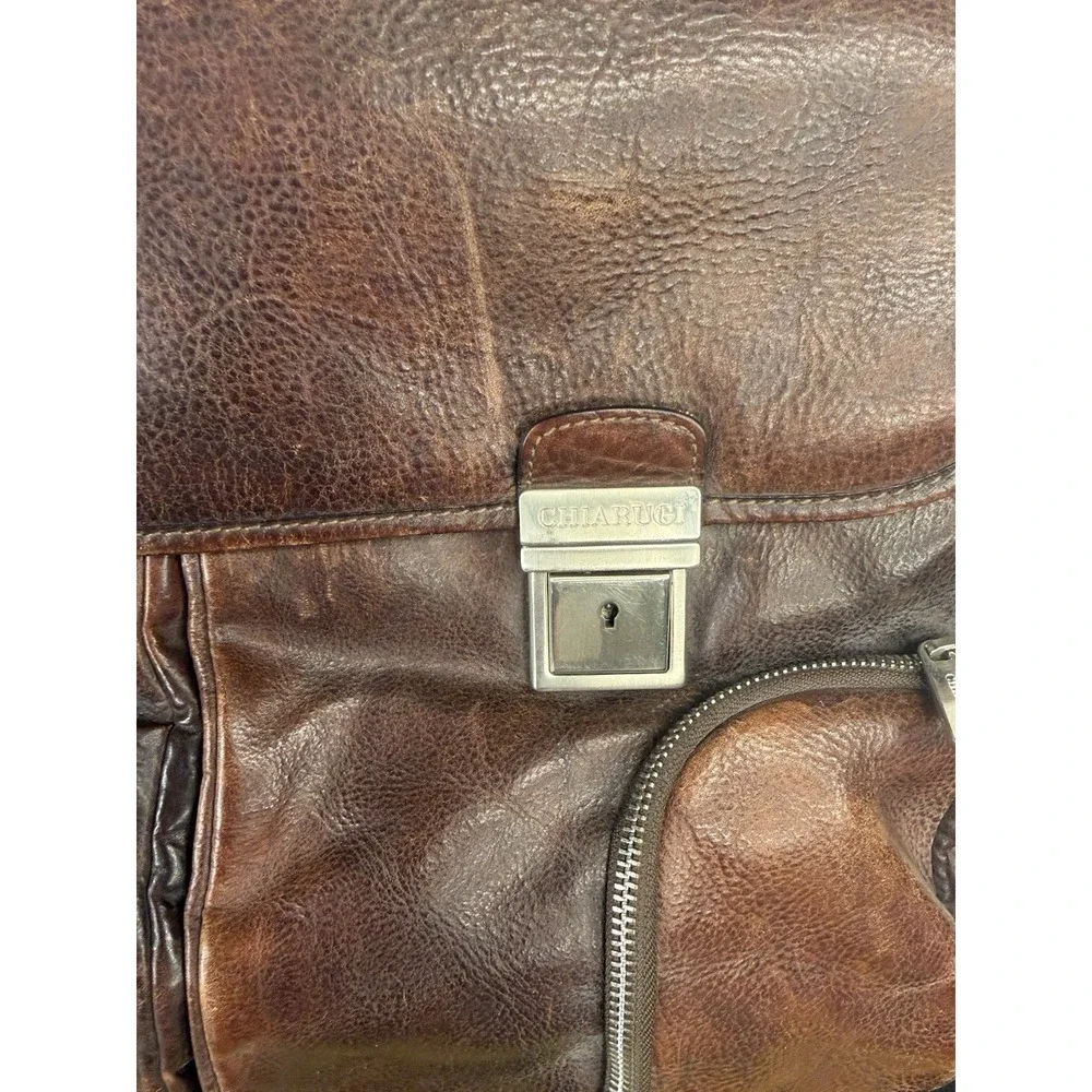 Vintage Chiarugi Men's Genuine Leather Briefcase Made In Florence Italy 1969